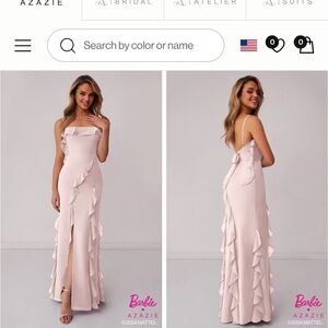 Azazie x Barbie 1001 Blushing Pink Ruffle Bridesmaids Dress